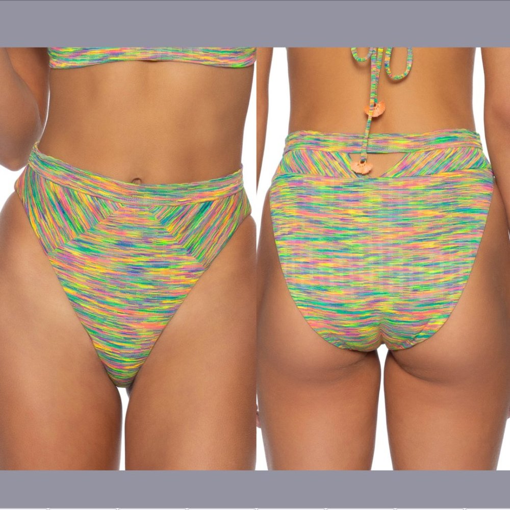 NEW Isabella Rose [ Medium ]‎ Prismatic Banded High Waist Bikini Bottom #5212